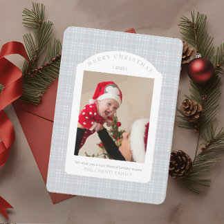 Cartão De Festividades Classic Gray Plaid Christmas Card