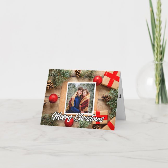 Cartão De Festividades Classic Holiday Photo Custom Merry Christmas (Frente)