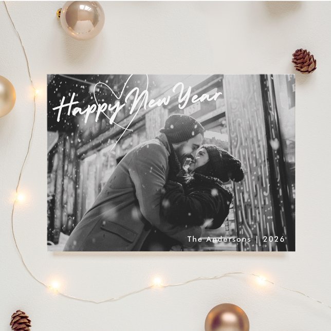 Cartão De Festividades Classic Modern Lovely New Years Newlywed Photo (Criador carregado)