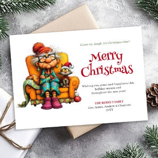 Cartão De Festividades Classic Quirky Woman Cartoon Christmas Humor Cards