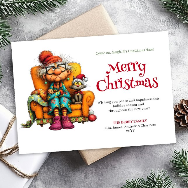 Cartão De Festividades Classic Quirky Woman Cartoon Christmas Humor Cards (Classic Quirky Woman Cartoon Christmas Humor Greeting Card

)