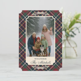 Cartão De Festividades Classic Red Dark Blue Green Plaid Pattern