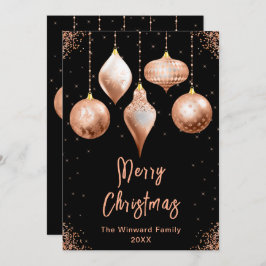 Cartão De Festividades Classic Rose Gold Ornaments Merry Christmas
