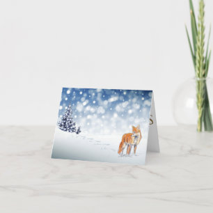 Cartão De Festividades Classic Snowy Forest Red Fox Merry Christmas