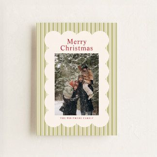 Cartão De Festividades Classic Stripes Photo Holiday Card