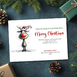 Cartão De Festividades Classic Whimsical Reindeer Christmas Greeting