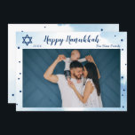 Cartão De Festividades Clássica Azul-Cura-Viva Dourada Foto Feliz Chanucá<br><div class="desc">Cartão de Férias Feliz de Hanukkah Dourado Clássico Blue Watercolor</div>