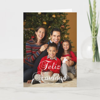 Cartão De Festividades Clássica Caligrafia Feliz Navidad Foto de Família