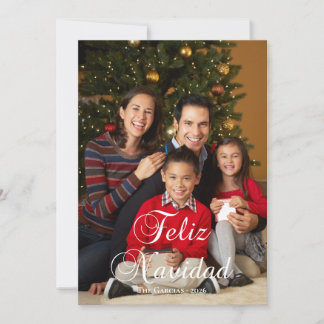 Cartão De Festividades Clássica Feliz Navidad Caligrafia Foto de Família