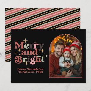 Cartão De Festividades Clássica Foto de Família de Natal Moderna e Silenc