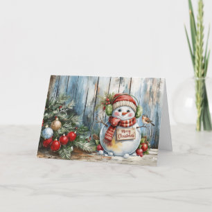 Cartão De Festividades Clássico Aquarela Feliz Vazio de Natal