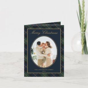 Cartão De Festividades Clássico Elegante Xadrez Foto de Família Natal