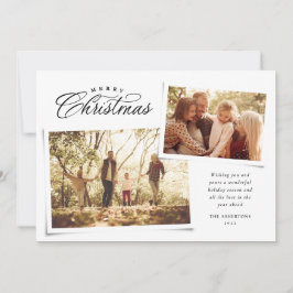 Cartão De Festividades Clássico Feliz Natal duas fotos preto e branco
