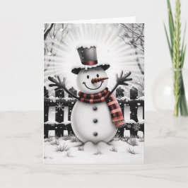 Cartão De Festividades Clássico Feriado Cheer Snowman
