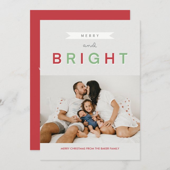 Cartão De Festividades Clássico Foto Plana Alegre e Brilhante (Frente/Verso)