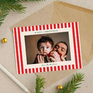 Cartão De Festividades Clássico Natal de Férias de Uma Foto com Listra Ve