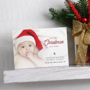 Cartão De Festividades Clássico Nossa Primeira Foto de Natal em Família