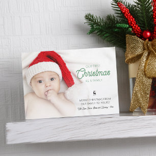 Cartão De Festividades Clássico Nossa Primeira Foto de Natal em Família