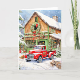 Cartão De Festividades Clássico País de inverno Farmhouse Feliz Natal