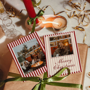 Cartão De Festividades Clássico Retro Dinheiro Antigo Fot Tiras Natal