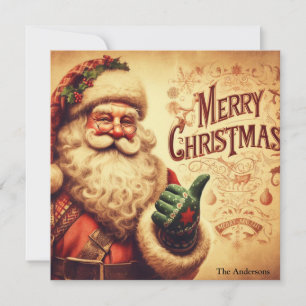 Cartão De Festividades Clássico Retro Papai Noel Feliz Natal