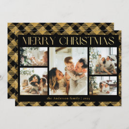 Cartão De Festividades Clássico Tipografia Foto Colagem Preta Natal