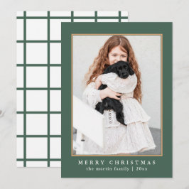 Cartão De Festividades Clássico Verde Cheque Feliz Foto de Natal