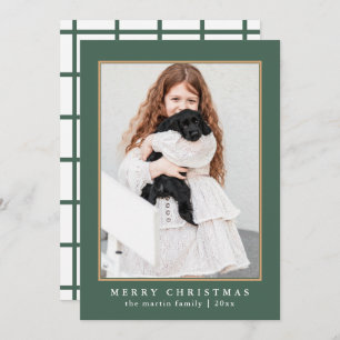 Cartão De Festividades Clássico Verde Cheque Feliz Foto de Natal