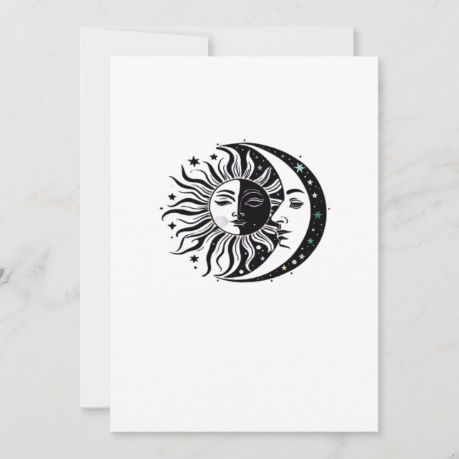 Cartão De Festividades Clássico Whimsigoth Aquarela Sol Lua Witchy (Frente)