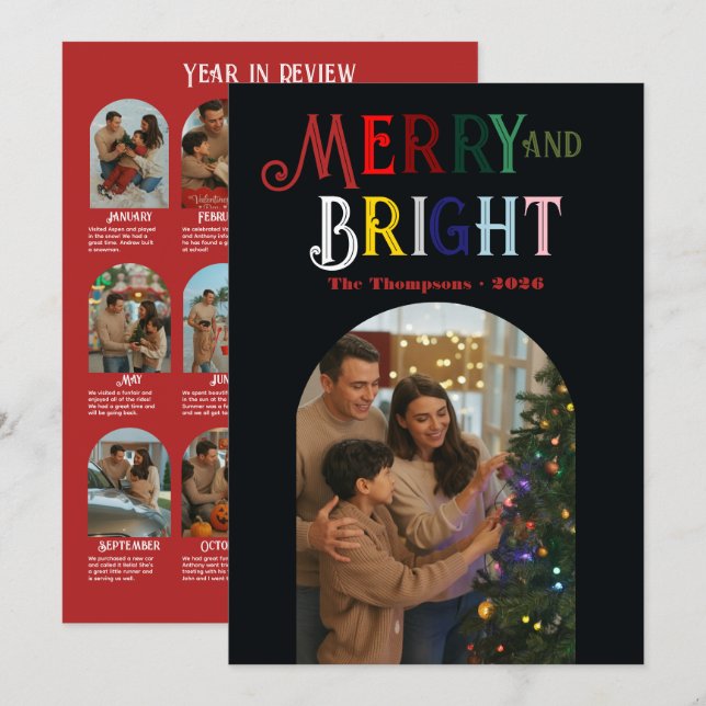 Cartão De Festividades Clássicos de Feriado Fotos do "Ano em Revisão" Nat (Frente/Verso)