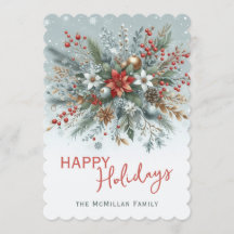 Classy Dark Red Teal Blue Green Floral Wreath