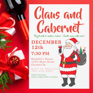 Cartão De Festividades Claus & Cabernet Damas da Noite de Natal