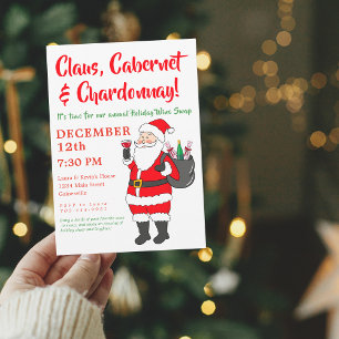 Cartão De Festividades Claus, Cabernet e Chardonnay Holiday Exchange