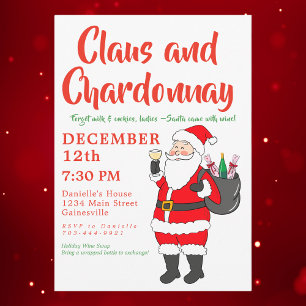 Cartão De Festividades Claus Chardonnay Mulheres Festa de Natal da Noite