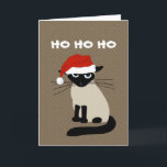 Cartão De Festividades Cláusula Siamesa Santa - Natal Gatinho Engraçado<br><div class="desc">Como? Gato siamês engraçado vestindo um chapéu de Papai Noel. Este gatinho chato diz Bah Humbug para vestir um chapéu ridículo. Este cartão de Natal engraçado pode ser personalizado com a sua própria saudação. Um cartão de festas de um amante de gatos divertido é utilizado para enviar mensagens de feriados...</div>