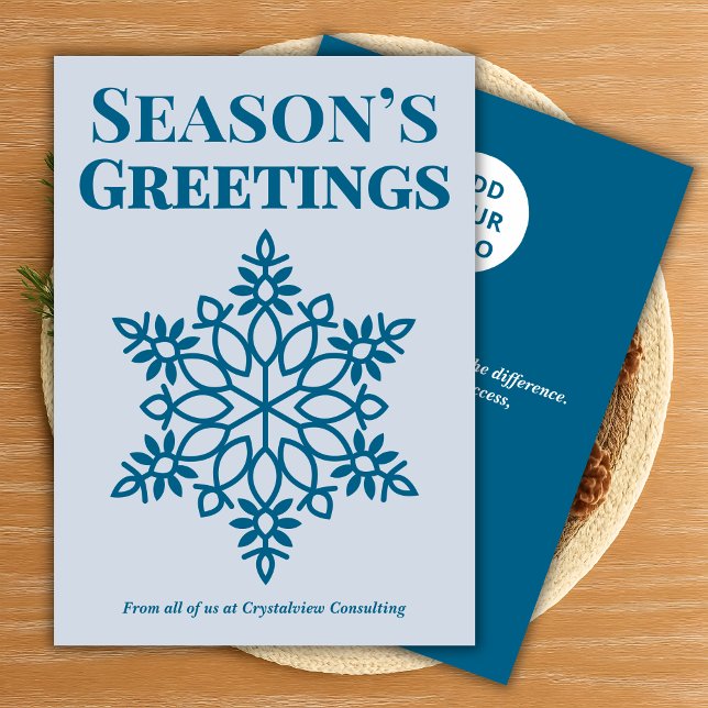 Cartão De Festividades Clean Snowflake Corporate Card (Criador carregado)