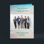 Cartão De Festividades Cliente Corporativo de Photo Beach<br><div class="desc">Cartões dobrados de Natal comercial com modelo de foto na frente. Personalize duas áreas de texto na frente e adicione um dentro de mensagem. Envie saudações ao cliente de uma grande ou pequena empresa para mostrar apreciação no horário de feriado. Água azul e fundo de areia praia, com cores azuis...</div>