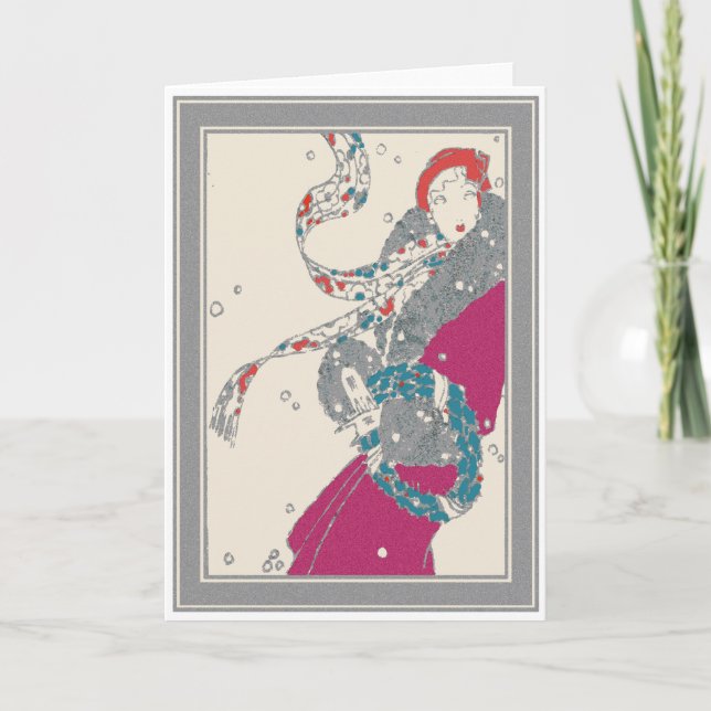 Cartão De Festividades Cliente da grinalda do Xmas Deco no vento (Frente)