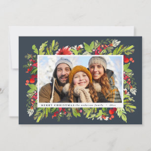 Cartão De Festividades Cloridrato de água tradicional floral + natal foli