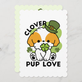 Cartão De Festividades Clover Pup Love – Design de Cachorro do Dia de São