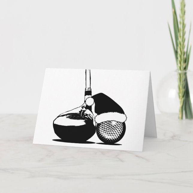 Cartão De Festividades Clube e Bola de Golfe de Natal (Frente)