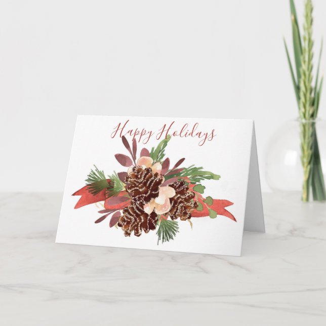 Cartão De Festividades Cluster Pine Cone com Faixa de Opções (Frente)