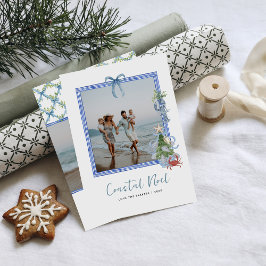 Cartão De Festividades Coastal Noel | Foto de Natal Costeira Elegante