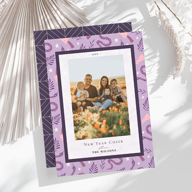 Cartão De Festividades Cobra e Mushroom Purple 2 Fotografia Chinês Ano No (Criador carregado)