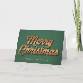 Cartão De Festividades Cobre Folha Script Retro Feliz Natal