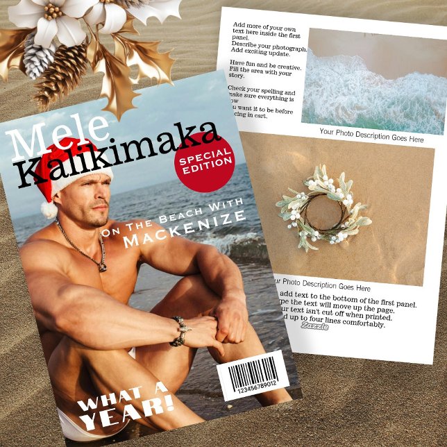 Cartão De Festividades Cobrir da revista Mele Kalikimaka Personalizado (Magazine Cover Mele Kalikimaka Personalized Holiday Card by Ricaso. Fun Hawaii Christmas cards)