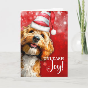 Cartão De Festividades Cockapoo Cachorro Liberta a Alegria Natal
