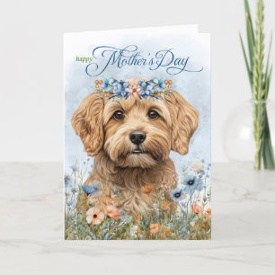 Cartão De Festividades Cockapoo Cão Flores Silvestres Dia das Mães