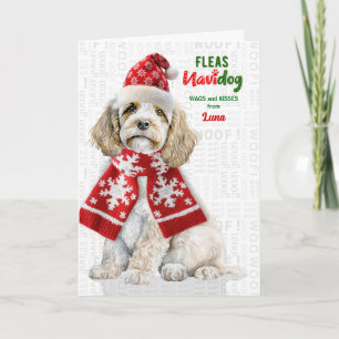 Cartão De Festividades Cockapoo Champagne Engraçado Pulgas Navidog com No
