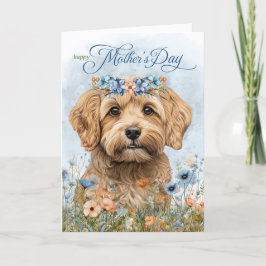 Cartão De Festividades Cockapoo Dog Wildflowers Mother's Day